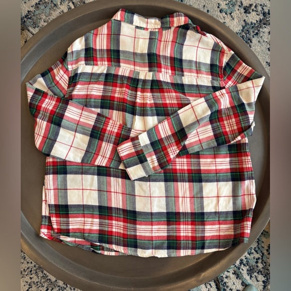 Aerie Plaid White/Red/Green Button-Up Shirt Size Small NWT - Picture 3 of 7